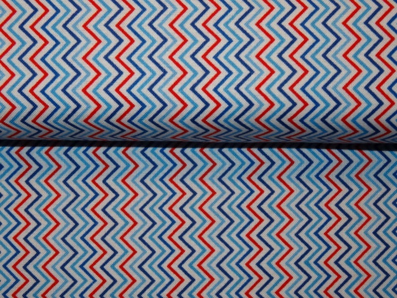 Baumwolle Zick Zack Chevron, Maritim, weiß, nähen, Patchworkstoff, Stoff, 0,32m Bild 1