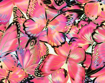 Baumwollstoff Schmetterlinge Butterfly, Papillon, Falter, pink, Patchworkstoffe, nähen, Stoff, 0,50m