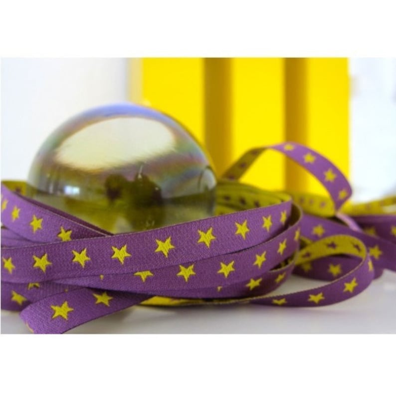 1 m webband with star, yellow-purple, 7 mm wide image 1