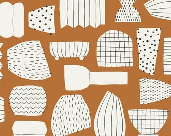 Tela de algodón para jarrones, diseño gráfico moderno, estilo retro, costura, bolsos, cojines, patchwork, decoración, tela orgánica, Cloud9, se vende por metro, 0,25 m