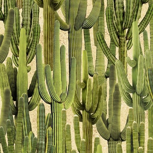 Cotton cacti, "Prickly Friend", CACTUS, botanical, plants, sand, patchwork fabric, fabric, 0.50 m