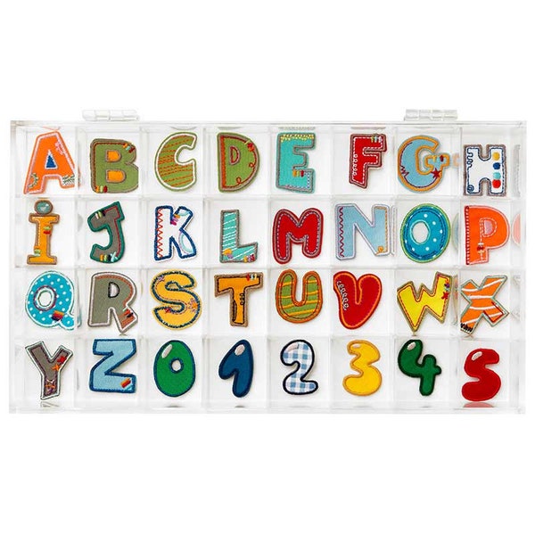 ABC, Monogramm, Buchstaben, Zahlen, Aufnäher, Bügelbild
