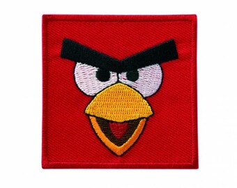 rot Patches Aufbügeln Angry Bird Aufnäher / Bügelbild 8,0 x 7,5 cm 