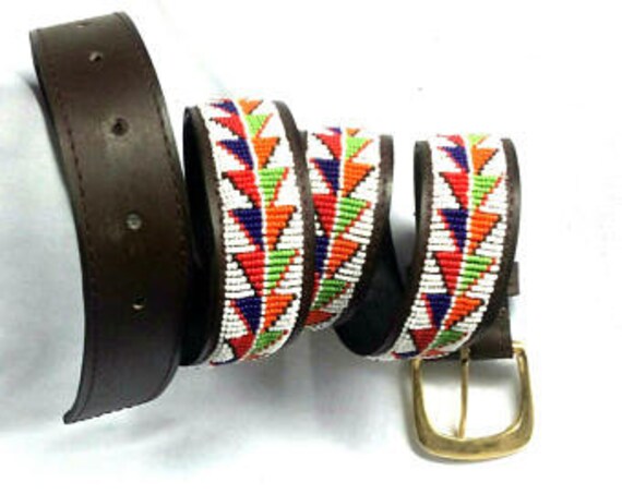 Maasai Beaded Belt Beaded Belt Leather Belt Men Belt | Etsy
