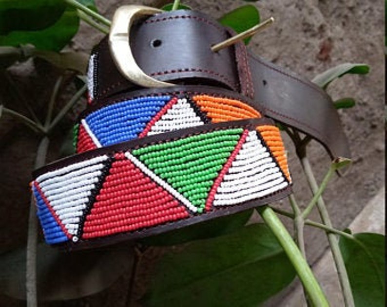 Maasai Beaded Belt Beaded Leather Belt Handmade Belt Kenyan Etsy