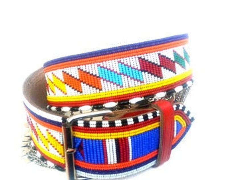 Masaai women belt Leather belt Beaded belt Kenyan belt Etsy