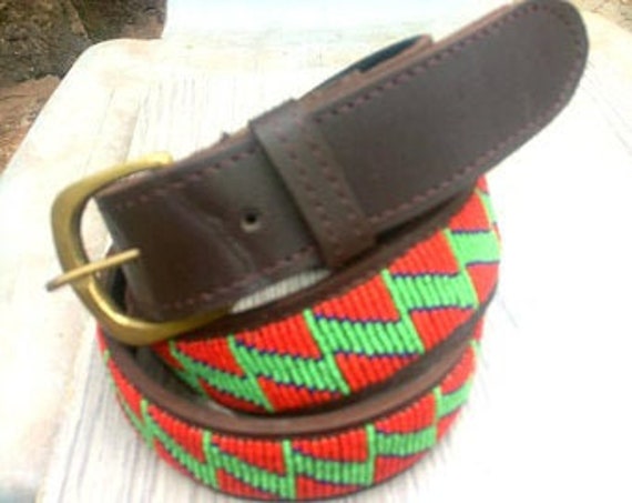 Maasai Beaded Leather Belt - Handcrafted African Tribal Unisex Accessory