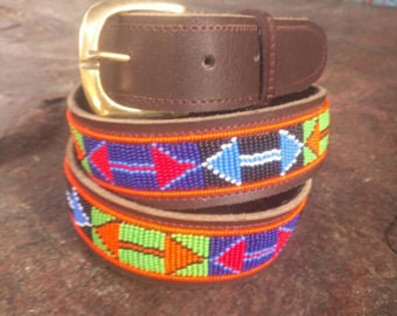 Masai belt Leather belt Beaded belt Kenyan belt Handmade Etsy