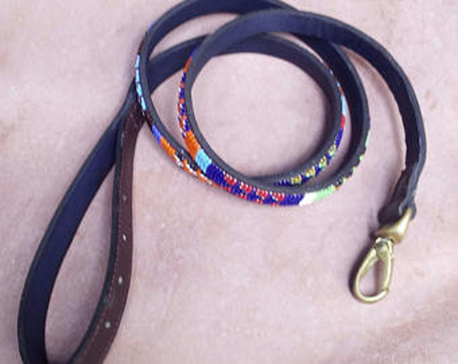 Leather Beaded Dog Leash Maasai Dog Beaded Leash Kenya Etsy