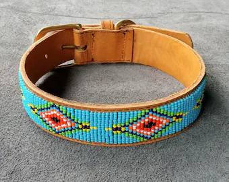 Maasai Dog Collar Leather Beaded Dog Collar Maasai Collar Etsy