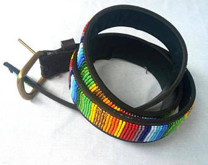 Maasai belt Leather beaded belt Unisex belt Kenyan belt Etsy