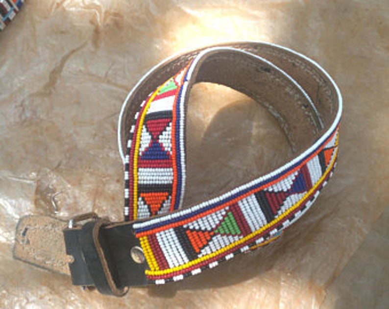 Maasai Beaded Leather Belt Leather Beaded Belt Kenyan Etsy