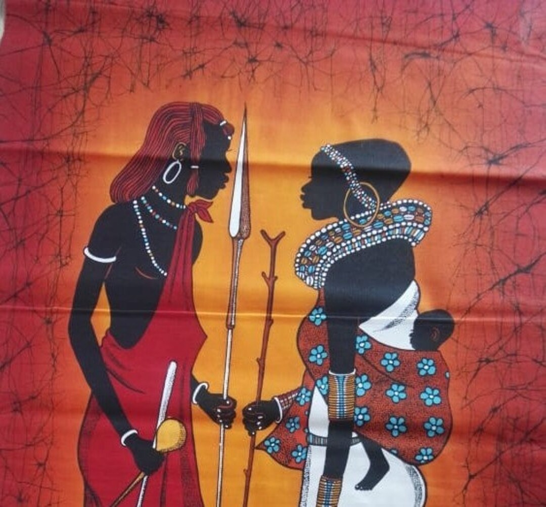 African Wall Hanging Batik Masai Couple Wall Batik Handmade Etsy