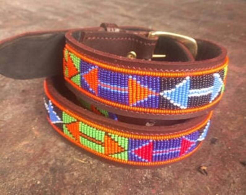Masai belt Leather belt Beaded belt Kenyan belt Handmade Etsy