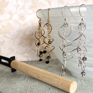 DIY Earring Kit Sparkling Spirals Crystal Earring Kit W/ Wrapping Tool & How To Video! Making Beaded Wire Jewelry Chain Silver Gold