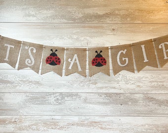 Es ist ein Mädchen Banner, Marienkäfer Banner, Marienkäfer Baby Shower Banner, Baby Girl Banner, Gender Reveal Banner, Baby Shower Banner