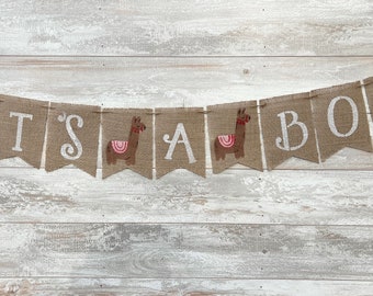 Es ist ein Junge Lama Banner für Baby Shower oder Gender Reveal Party Dekoration