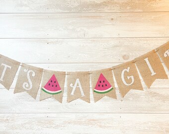 Wassermelonen-Leinenbanner, es ist ein Mädchen, Sommer-Babyparty