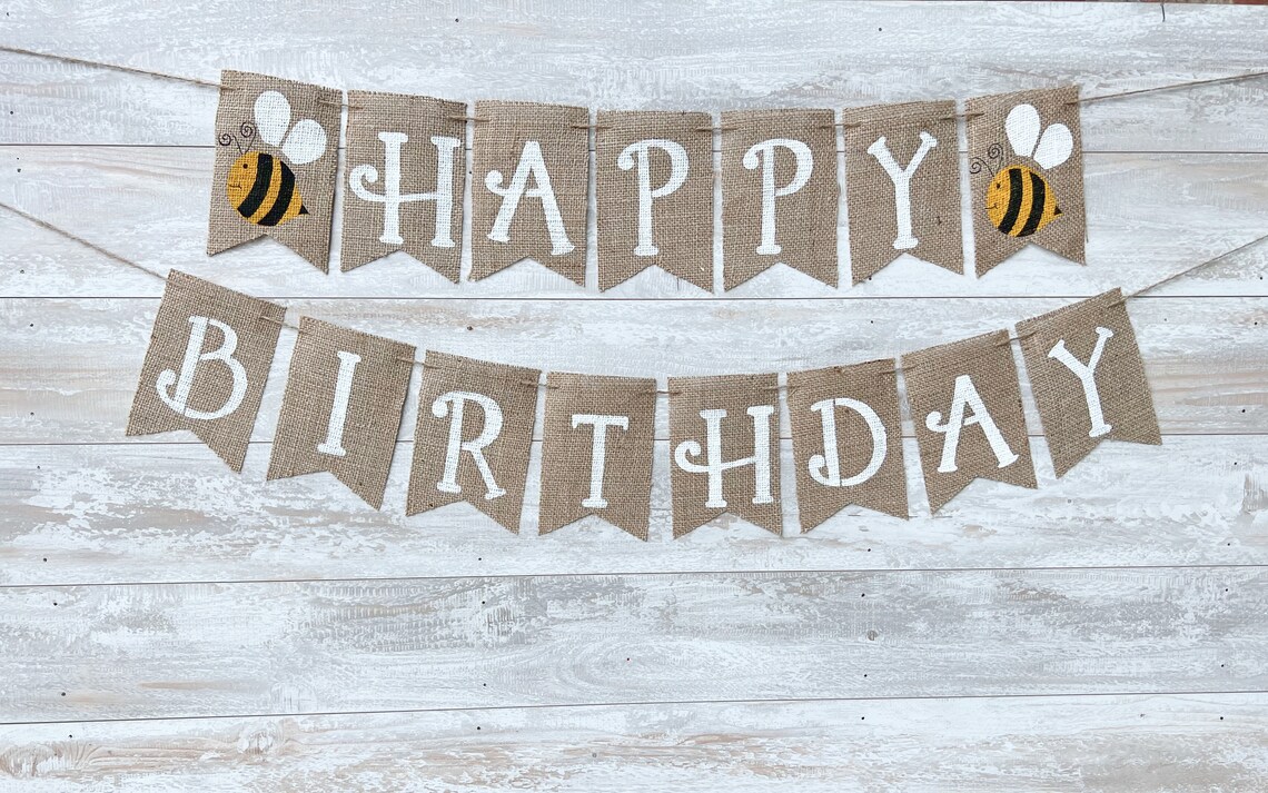 Bumblebee Happy Birthday Personalized Banner Bee Party - Etsy
