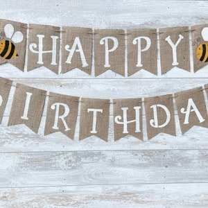 Bumblebee Happy Birthday Personalized Banner, Bee Party Decorations, Bee Party Decor, Bumblebee Banner, Happy Birthday Banner