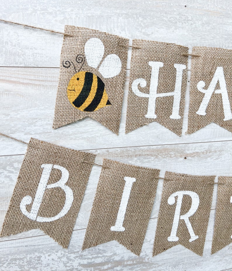 Bumblebee Happy Birthday Personalized Banner Bee Party - Etsy