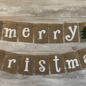 Merry Christmas Banner, Christmas Banner, Christmas Decor, Christmas Garland, Holiday Banner, Rustic Christmas Burlap Banner