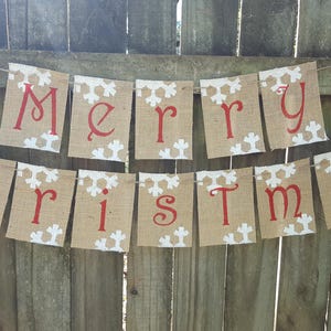 Merry Christmas Banner, Christmas Banner, Christmas Decor, Christmas Garland, Rustic Christmas Burlap Banner.