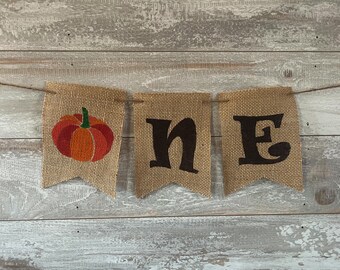 Kürbis ONE Banner, Herbst 1.Geburtstag, Burlap Party Decor