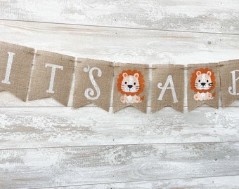 Es ist ein Junge Banner Löwe, Safari Baby Shower Dekor, Löwe Baby Shower Banner, Baby Boy Banner, Gender Reveal Banner, Baby Shower Banner