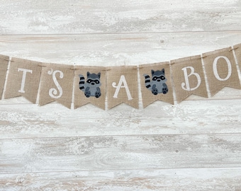 Es ist ein Junge Banner, Waschbär Banner, Waschbär Baby Shower Banner, Baby Boy Banner, Gender Reveal Banner, Baby Shower Banner