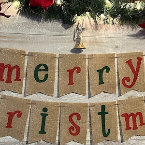 Merry Christmas Banner, Christmas banner, Christmas decor, Christmas Garland,Holiday Banner, Rustic Christmas Burlap Banner