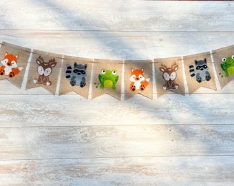 Waldtiere Banner, Fuchs Banner, Eichhörnchen Banner, Hirsch Banner, Waschbär Banner, Waldtiere Party,