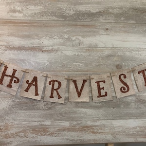 Rustic Harvest Wheat Banner, Harvest Wheat Burlap Banner, Fall Banner, Fall Decor