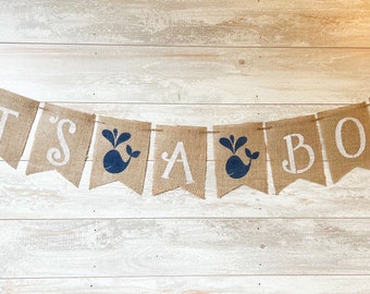 Wal-Babyparty-Fahnen, nautisches Sackleinen-Dekor, es ist ein Junge
