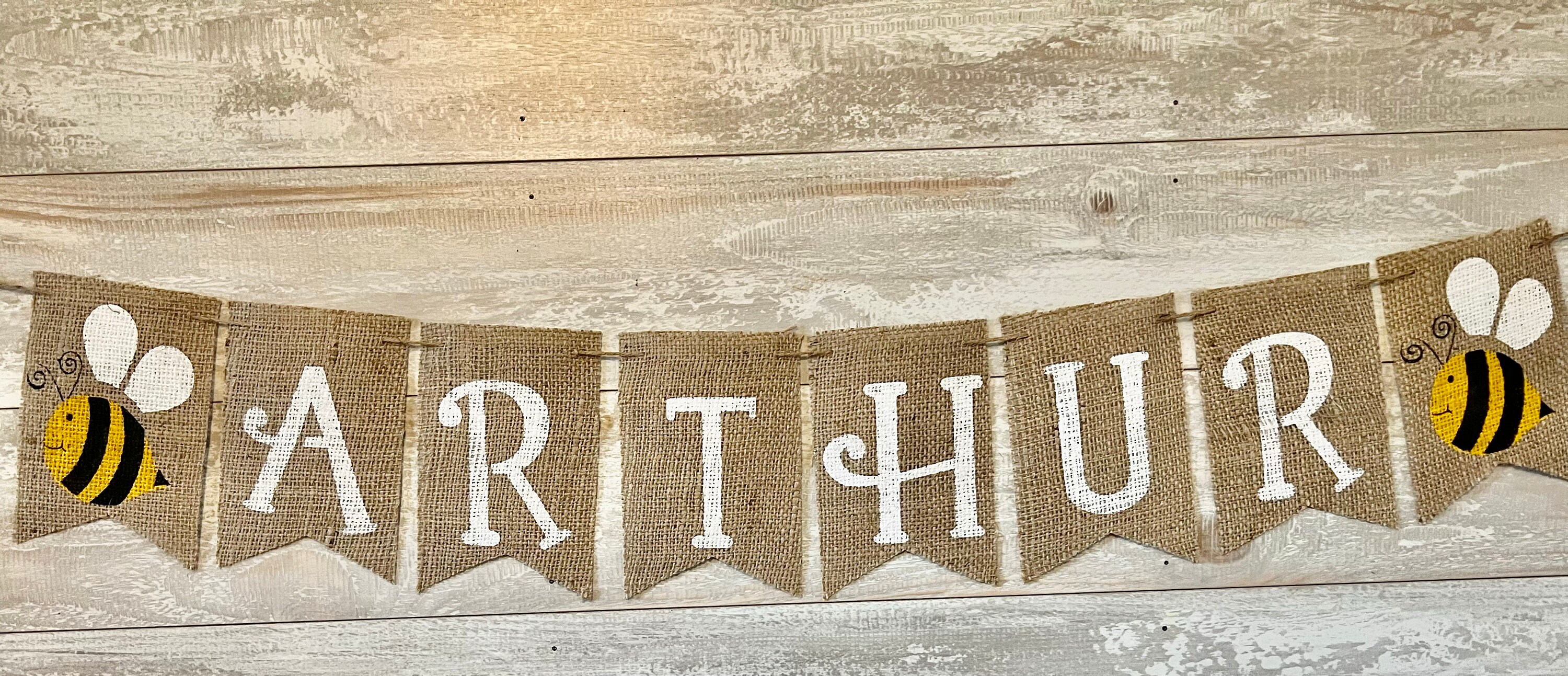 Bumblebee Happy Birthday Burlap Banner, Personalized Bee Party Decor - Etsy