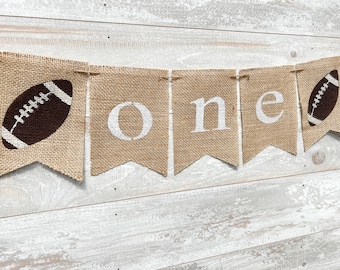 Football First Birthday Banner, Football Highchair Banner, Football Banner, Football One Year Old Banner, Football Burlap Banner