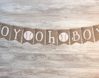 Banner babyshower honkbal, Boy Oh Boy, jutedecoratie