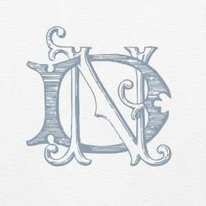 DN ND Monogram · Wedding Monogram · Vintage Monogram · Classic Interlocking Two Letter Monogram · 2 letter monogrammed · nd dn duogram