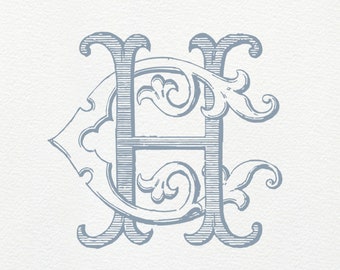 CH Vintage Wedding Monogram · HC Classic Monogram · Vintage Monogram · Interlocking Two Letter Monogram · 2 letter monogram · duogram ch hc