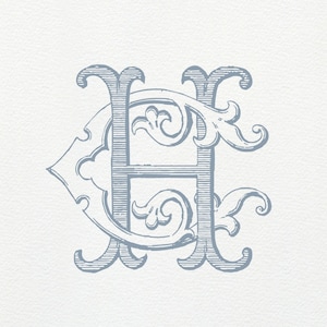 Monograma de boda vintage CH · Monograma clásico HC · Monograma vintage · Monograma de dos letras entrelazadas · Monograma de 2 letras · Duograma ch hc