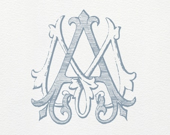 AM Classic Monogram · MA Wedding Monogram · Vintage Monogram · Classic Interlocking Two Letter Monogram · 2 letter monogrammed · duogram