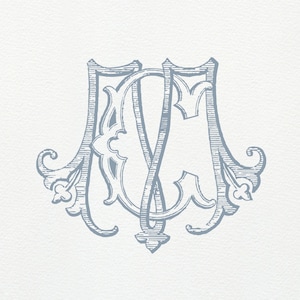 Vintage Interlocking Monogram MC/CM: Classic Wedding Design (Digital Download)
