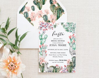 Cactus Llama Bridal Shower Invitation: Southwestern Fiesta (Digital Download)