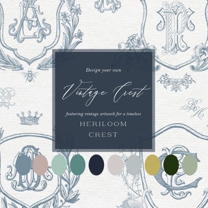 Custom Vintage Wedding Crest Design: Monogram Crest Creator (Digital File)