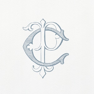 Monogramma vintage CP · Duogramma PC · Monogramma matrimonio classico CP · Monogramma a due lettere ad incastro