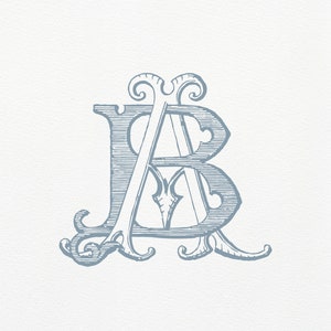 AB Vintage Monograma · Duograma BA · AB Antique Classic Monogram de boda · Monograma de dos letras entrelazado