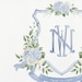 Blue and White Hydrangea Wedding Crest Monogram Crest Blue - Etsy
