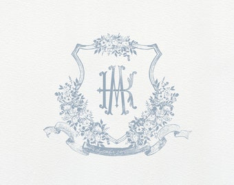 Vintage Floral Drawn Wedding Crest