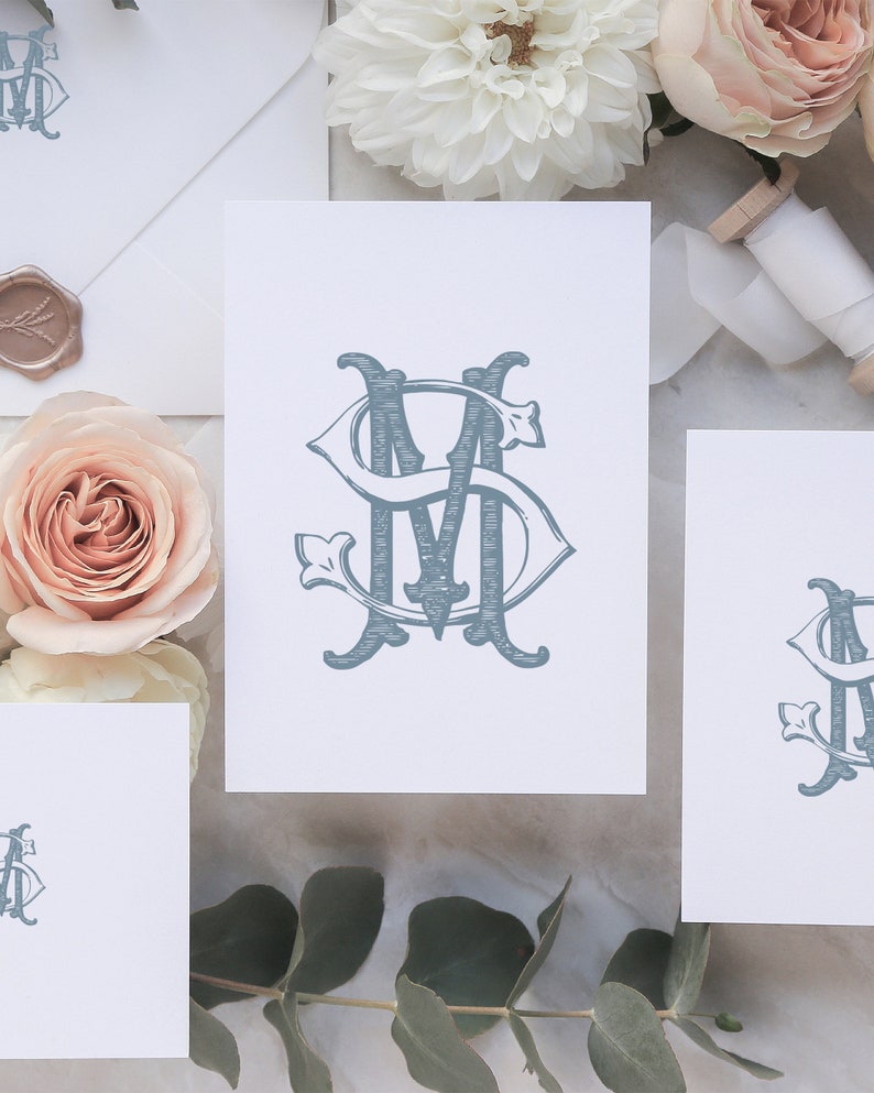 Vintage Interlocking MS/SM Monogram: Classic Wedding Duogram (digital ...