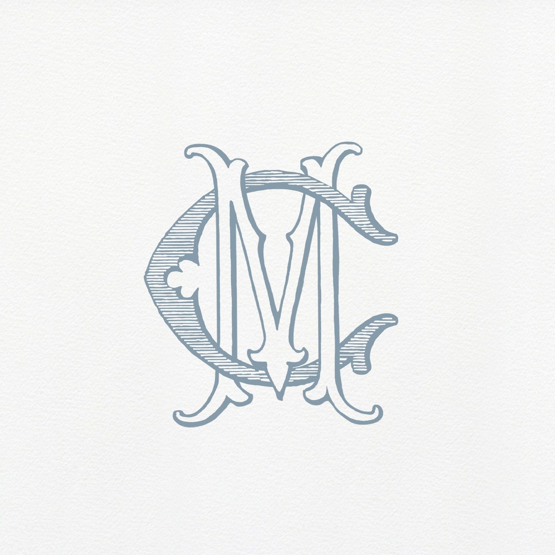 Vintage Interlocking CM/MC Monogram: Classic Wedding Duogram (digital ...